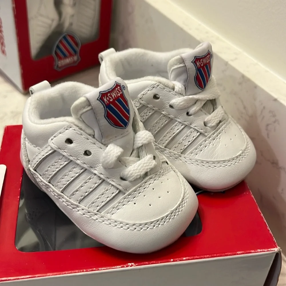K Swiss Crib 5 Stripe shoes sneakers 3-6 mo infant baby Boys Girl booties Size 2